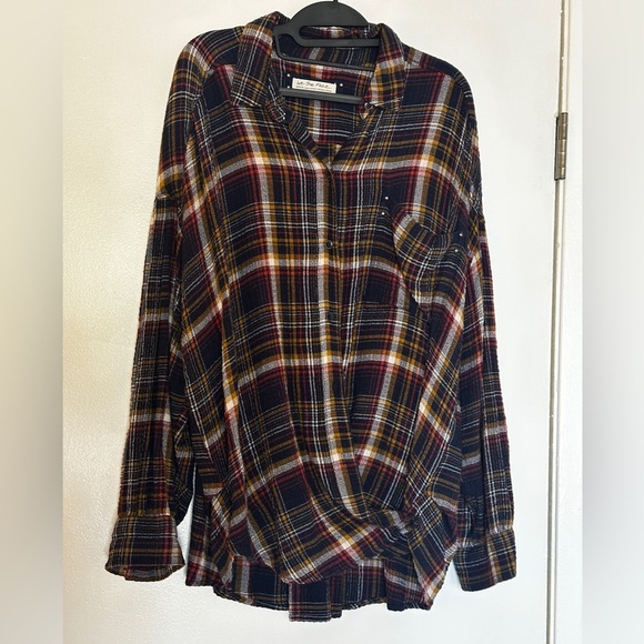 Free People We The Free Hidden Valley Button Down Black Multicolor Plaid Shirt M - Picture 9 of 12